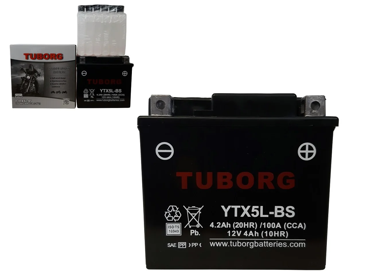 Akumulator Motocyklowy TUBORG AGM YTX5L-BS 12V 4AH 100A